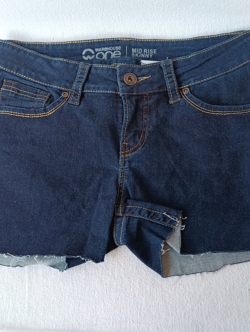 Denim Mid-Rise Stretchy Jean Shorts - Dark Blue